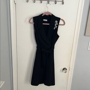 Calvin Klein Black Mini Dress with Jewel Accent